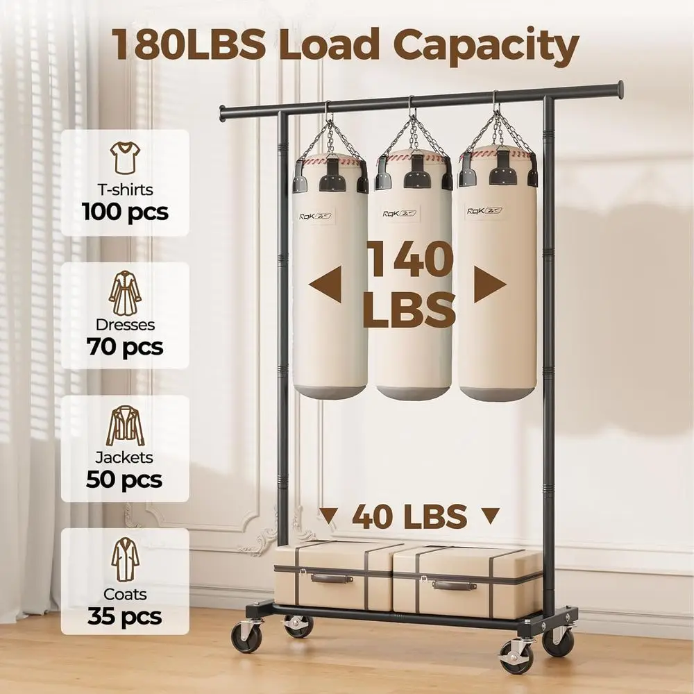 Clothes Rack, Clothing Rack, Hanging Clothes, Rolling Garment Rack, Sturdy Coat Rack, Portable Wardrobe Rack, Metal Closet Rack,