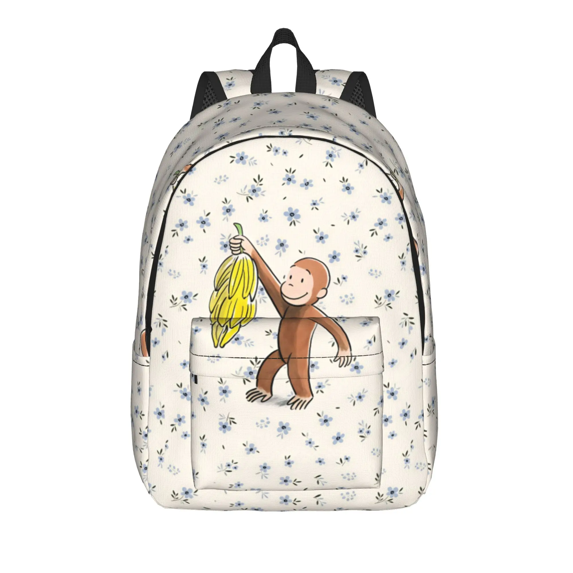 C-Curious George Backpack  Women Men Polyester Hiking Backpacks Breathable Leisure School Bags Rucksack