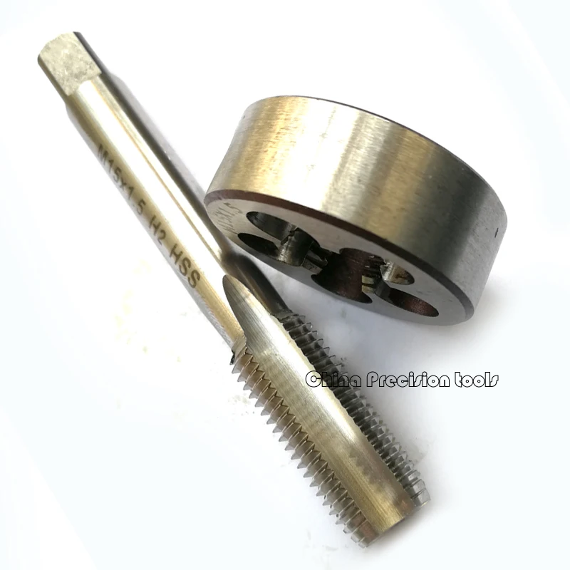 2PCS HSS Metrik Thread Tap And Die Set M15 M15X1.5 M15X1.25 Lurus Flute Plug Keran Dies Sesuai M15X2 M15X0.75 m15X1 M15X0.5