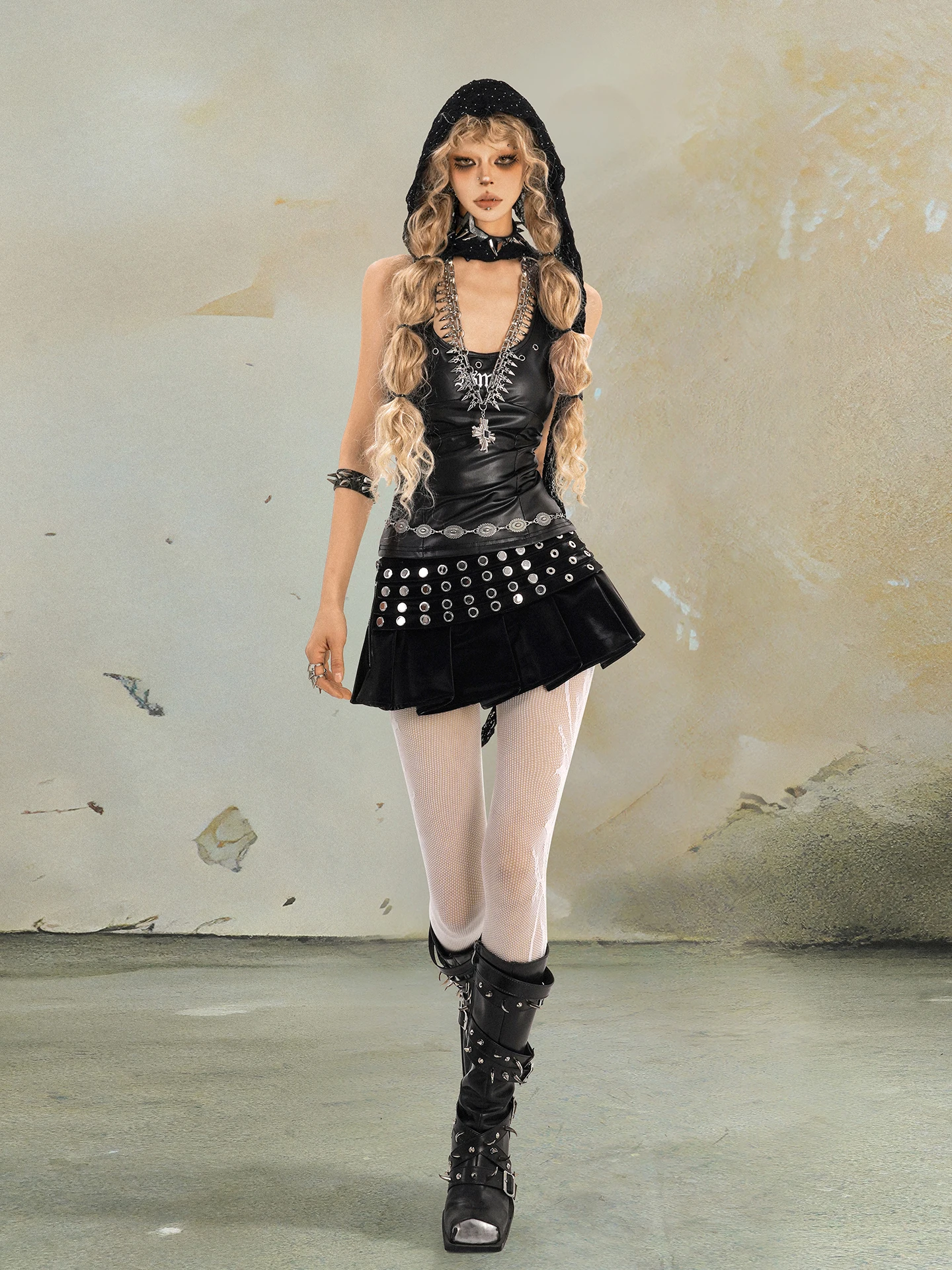 Cool Wind Black Halter Square Collar Vest Women's Pure Desire Punk Street Fashion Top