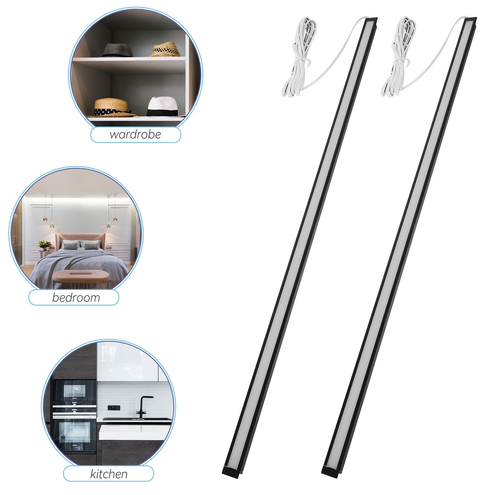 2 pçs ultra estreito led sob luzes do armário para cozinha quarto armário prático decoração de casa sob luzes do armário