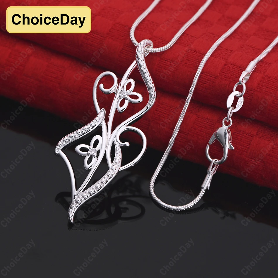 

ChoiceDay 925 Sterling Silver Delicate Geometric Pendant Necklace Women's Gift Wedding Jewelry Accessories