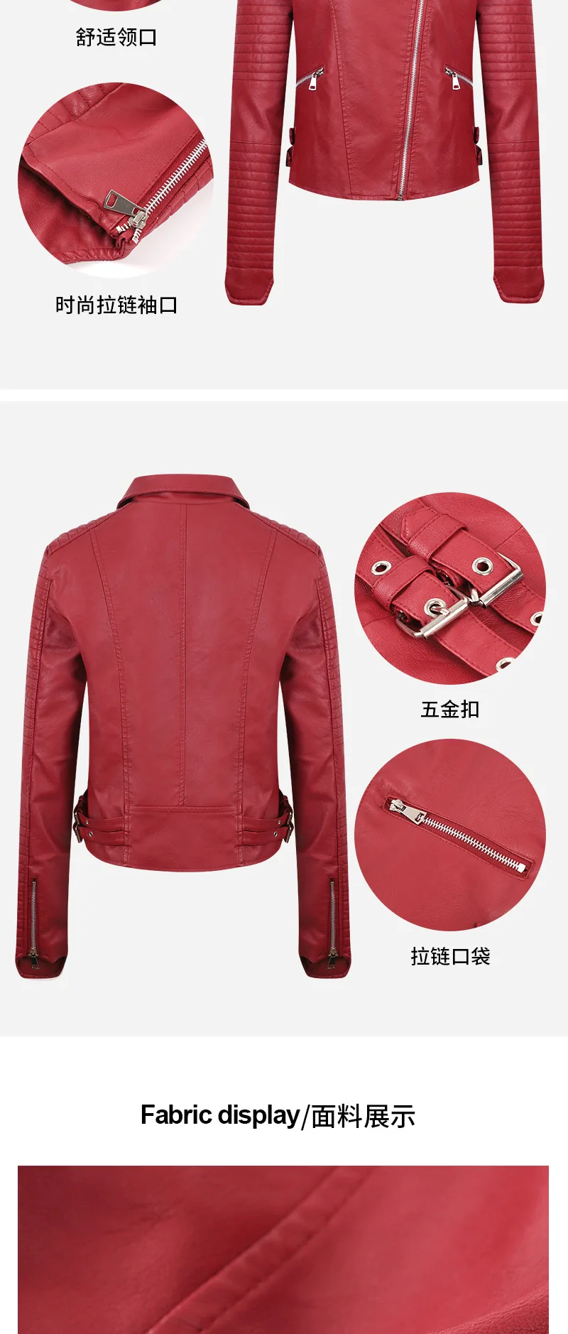 Maidangdi giacca in pelle da donna corta autunno e inverno in pelle PU lavata slim fit diagonale tuta da moto solid