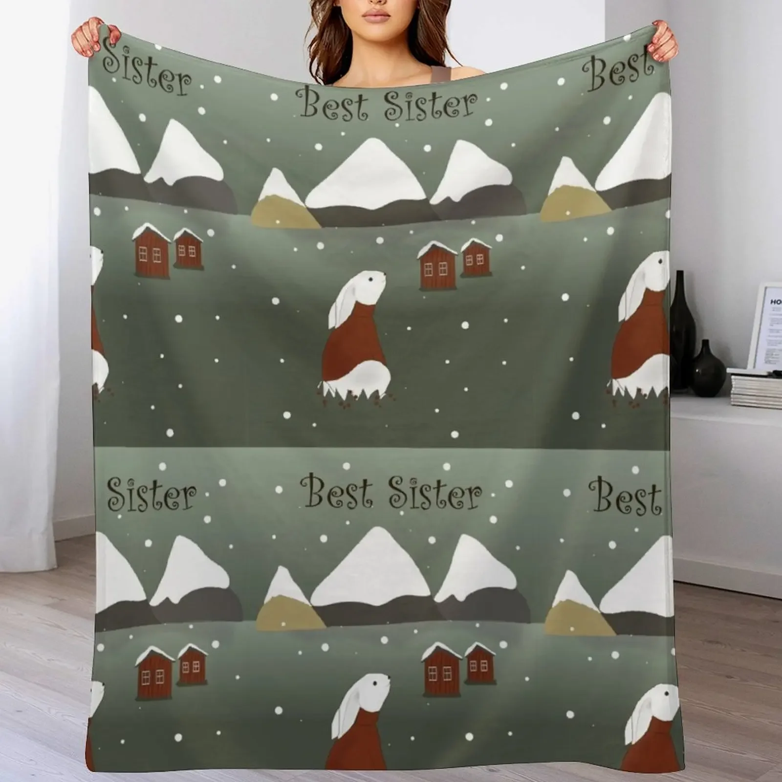 Scandinavian hare Throw Blanket Portable Lightweight Blanket for Travel Camping