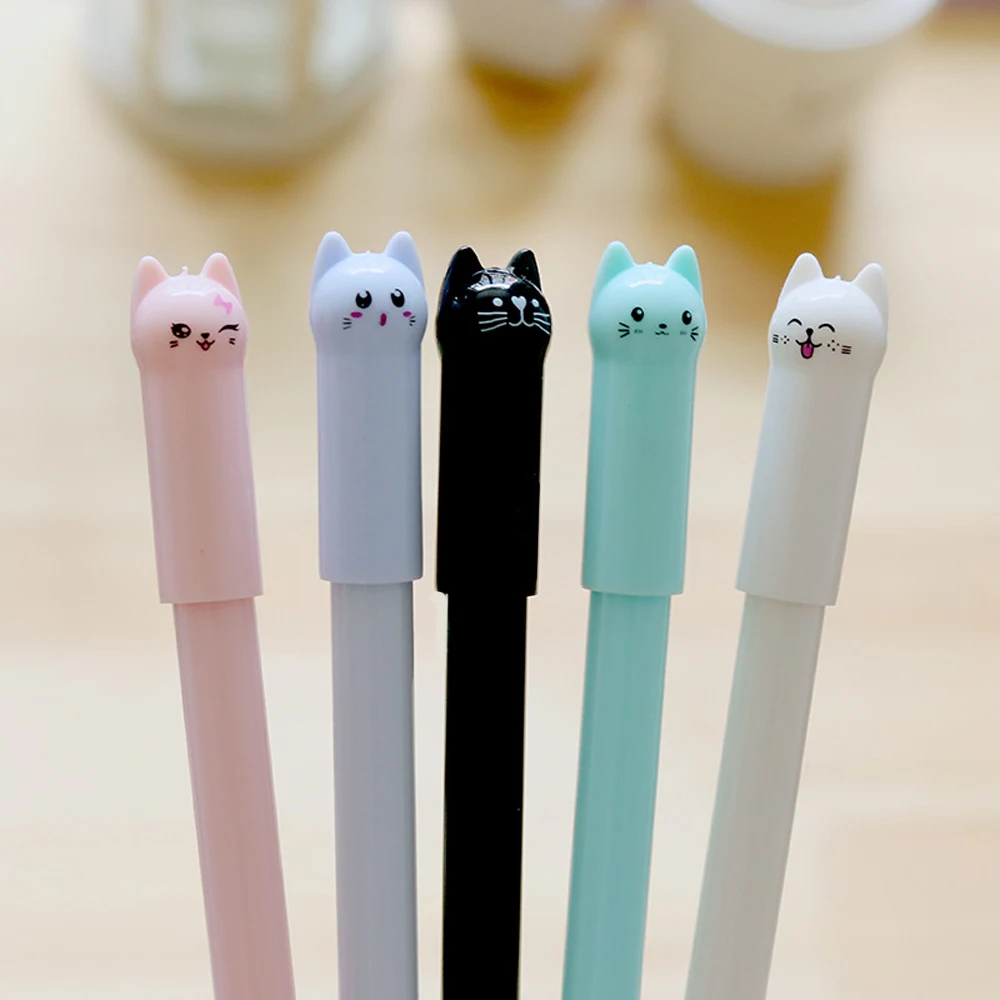 5Pcs/set Kawaii Cat Gel Pen 0.38mm Creative Cute Neutral Ink Pen Children Gift Pens School Office Writing Supplies Stationery