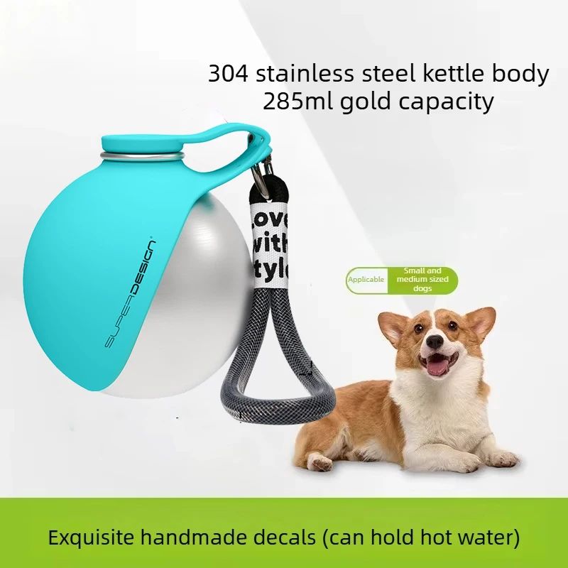 Hot Sale 2-in-1 Portable Dog Water Bottle Stainless Steel&Silicon Leak-Proof Compact Dog Travel Water Bottle for Small Dogs