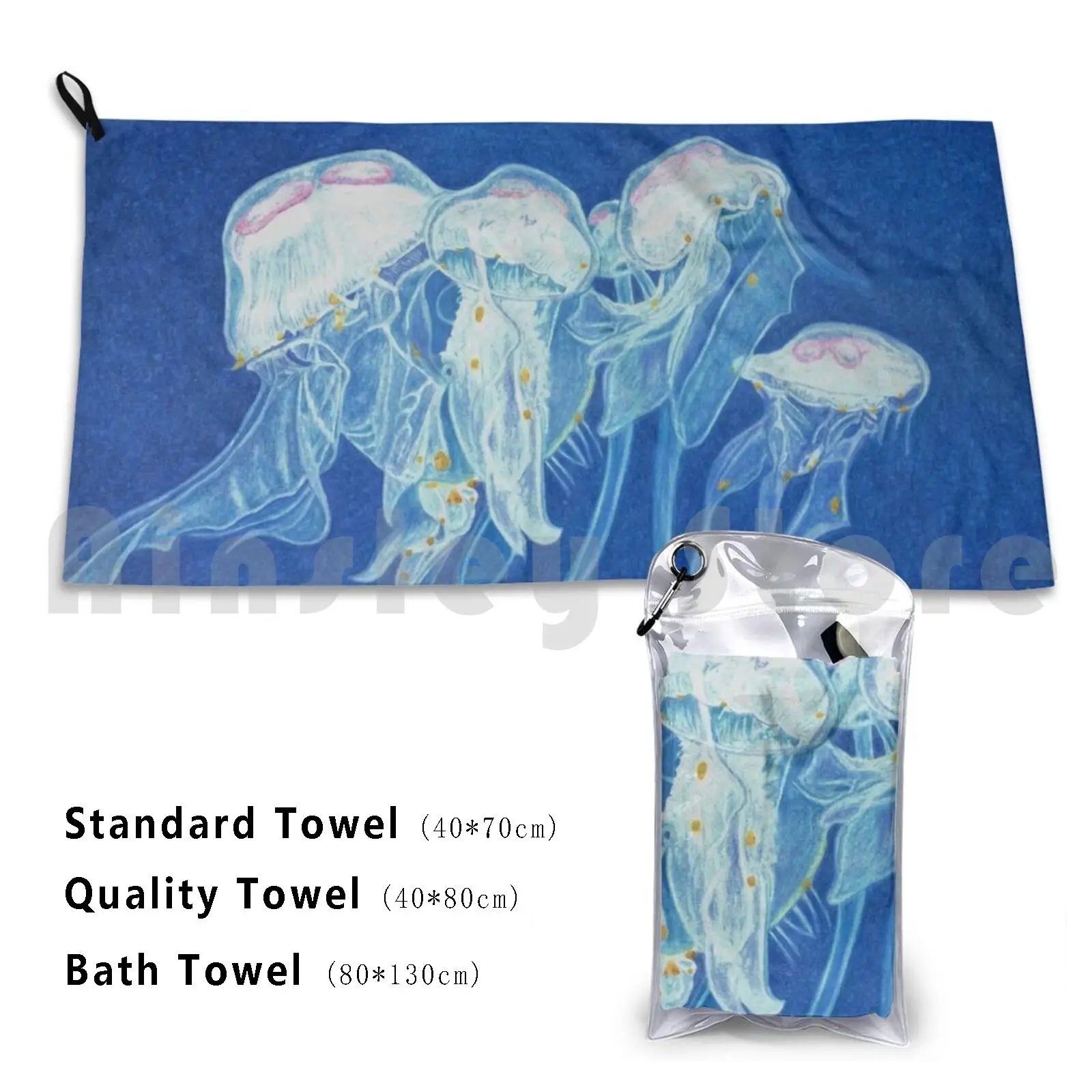 Anglesey Jellyfish Custom Towel Bath Towel Anglesey British Britain Wildlife Jellyfish Marine Coastal Wales