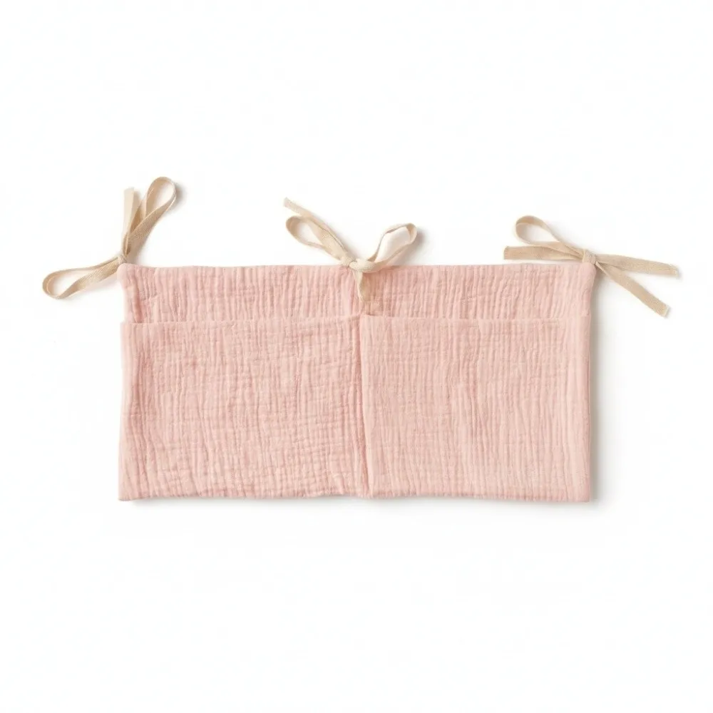 Double-Layer Children's Storage Bag Pure Cotton Double Pocket Baby Crib Hanging Bag Portable Foldable Stroller Diaper Organizer