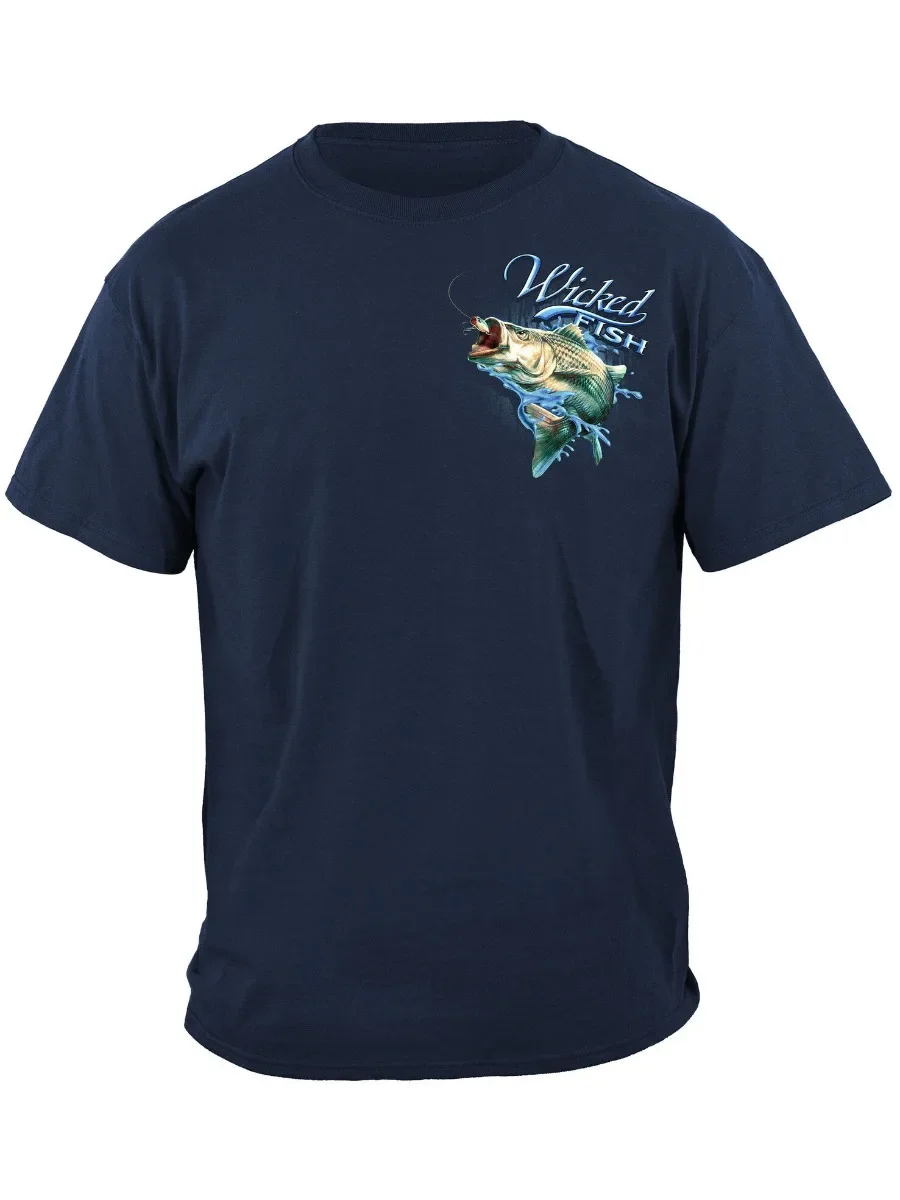 Striped Bass with Popper Air Born. Fashion Fishing Angler Gift T-Shirt. Summer Cotton Short Sleeve
