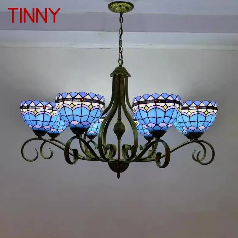 

TINNY Tiffany European Living Room PendantLamp Vintage Creative Color Glass restaurant Bedroom Hotel Chandelier