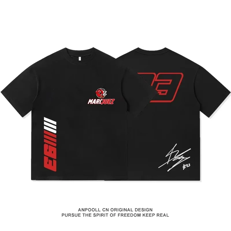 2025 Camiseta de algodón Marc para hombre y mujer Marquezs y 93 Ant Engine Gráfico Mangas de verano Ropa de calle corta S-3XL Camiseta de gran tamaño