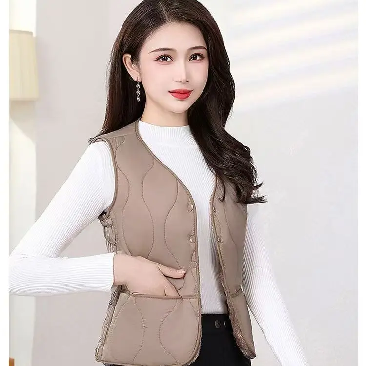 Chaleco ortopé forrado de Fce para mujer, ropa interior cálida en V, Jaet de algodón coreano Sle, Otoño Invierno, recién llegado, chaleco Faion para mujer