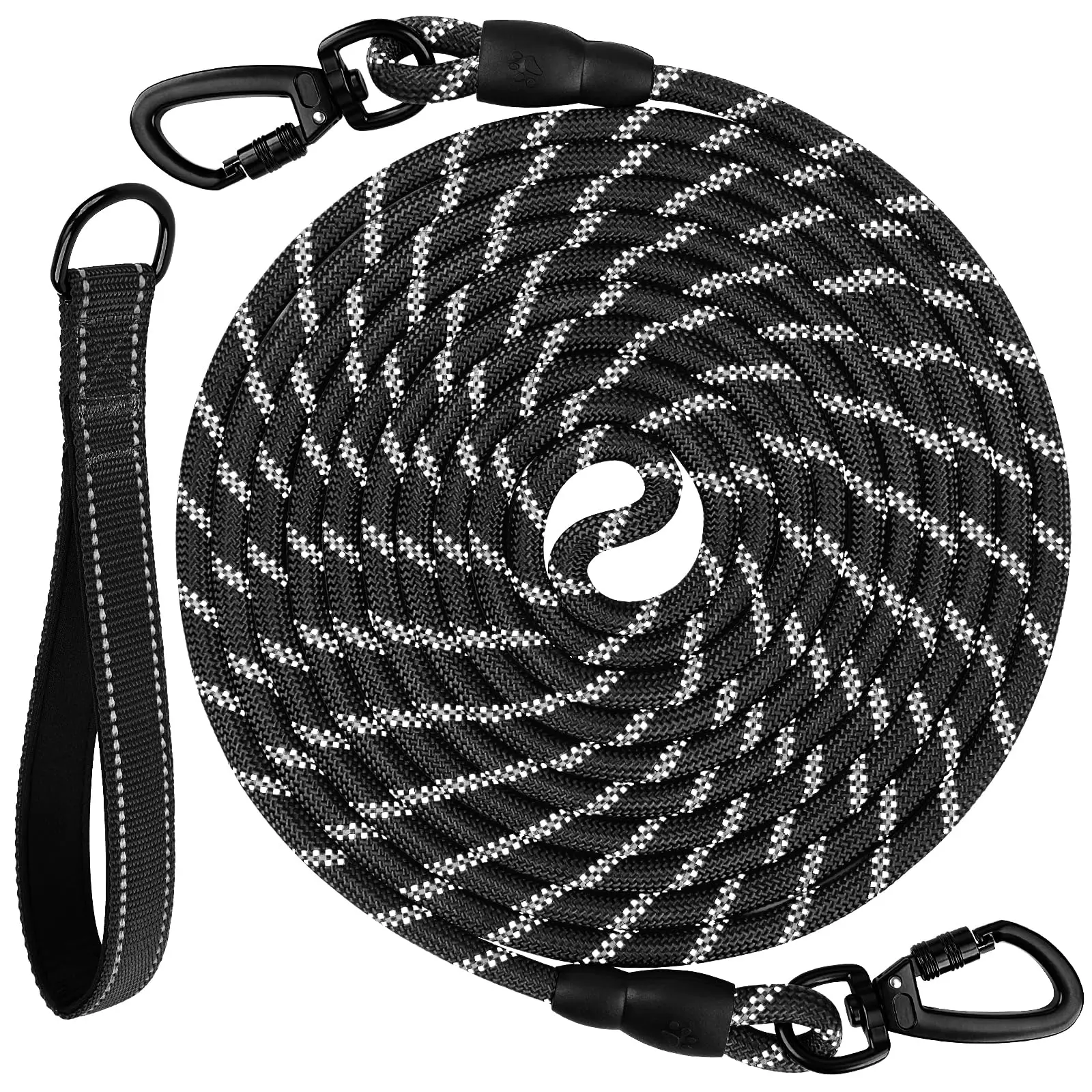 30FT lange Leine für Hunde mit abnehmbarem, gepolstertem Griff, reflektierende Trainingsleine zum Spielen, Camping, Hinterhof zum Binden