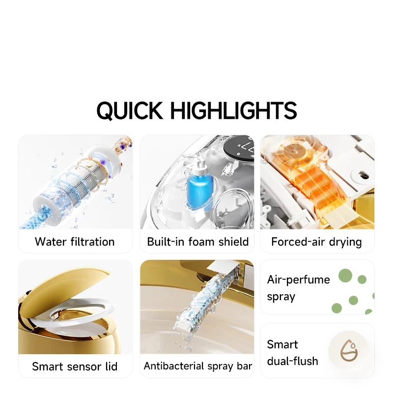 North American style white -shaped automatic operation remote control flush bidet toilet