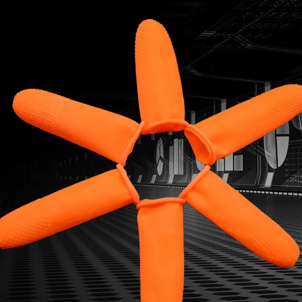 

100 шт. износостойких резиновых напальчников, антистатические, мягкие латексные напальчники, оранжевые, одноразовые, для защиты кончиков пальцев, для дома