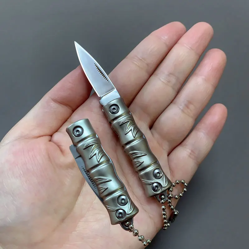 Zinc Alloy Handle Mini Folding Blade Knife 3CR13 Stainless Steel Sharp Small Pocket Knives Keychain Tools For Camping