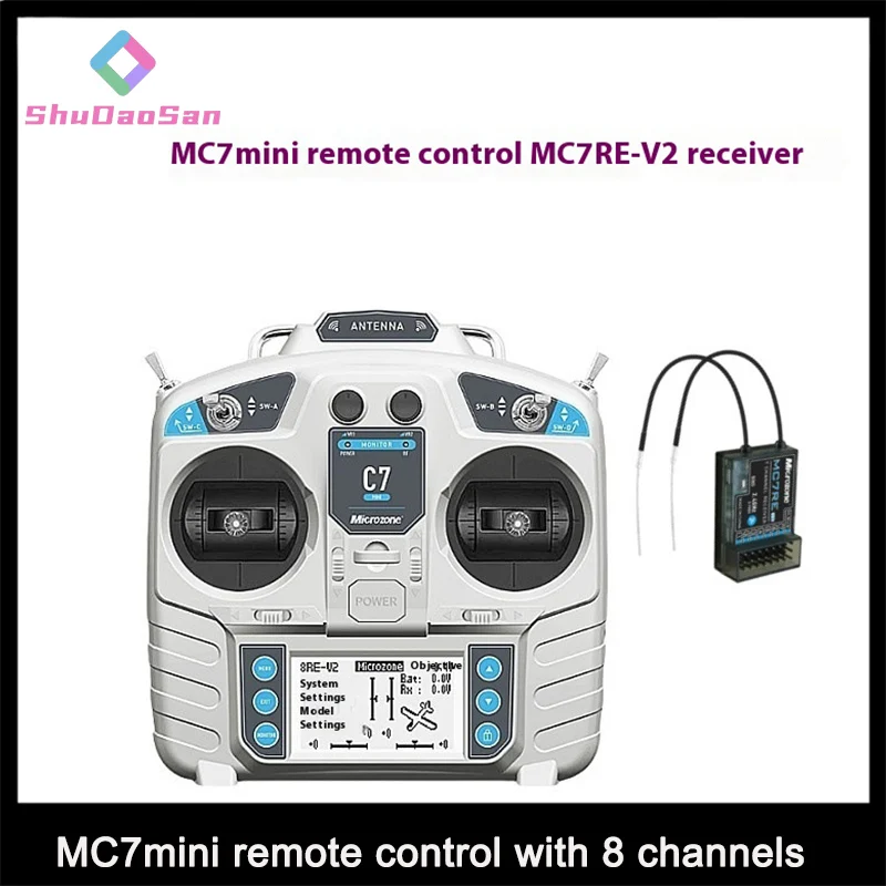 Avión modelo Mc7mini con Control remoto, 8 canales, 2,4g, con receptor y ala fija autoestabilizante, vehículo y recipiente de cuatro ejes