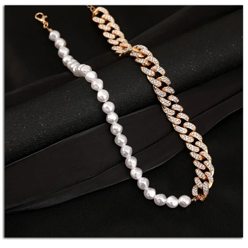 

All-diamond ladies' necklace, retro sweater chain, fashionable clothing necklace, short collarbone chain