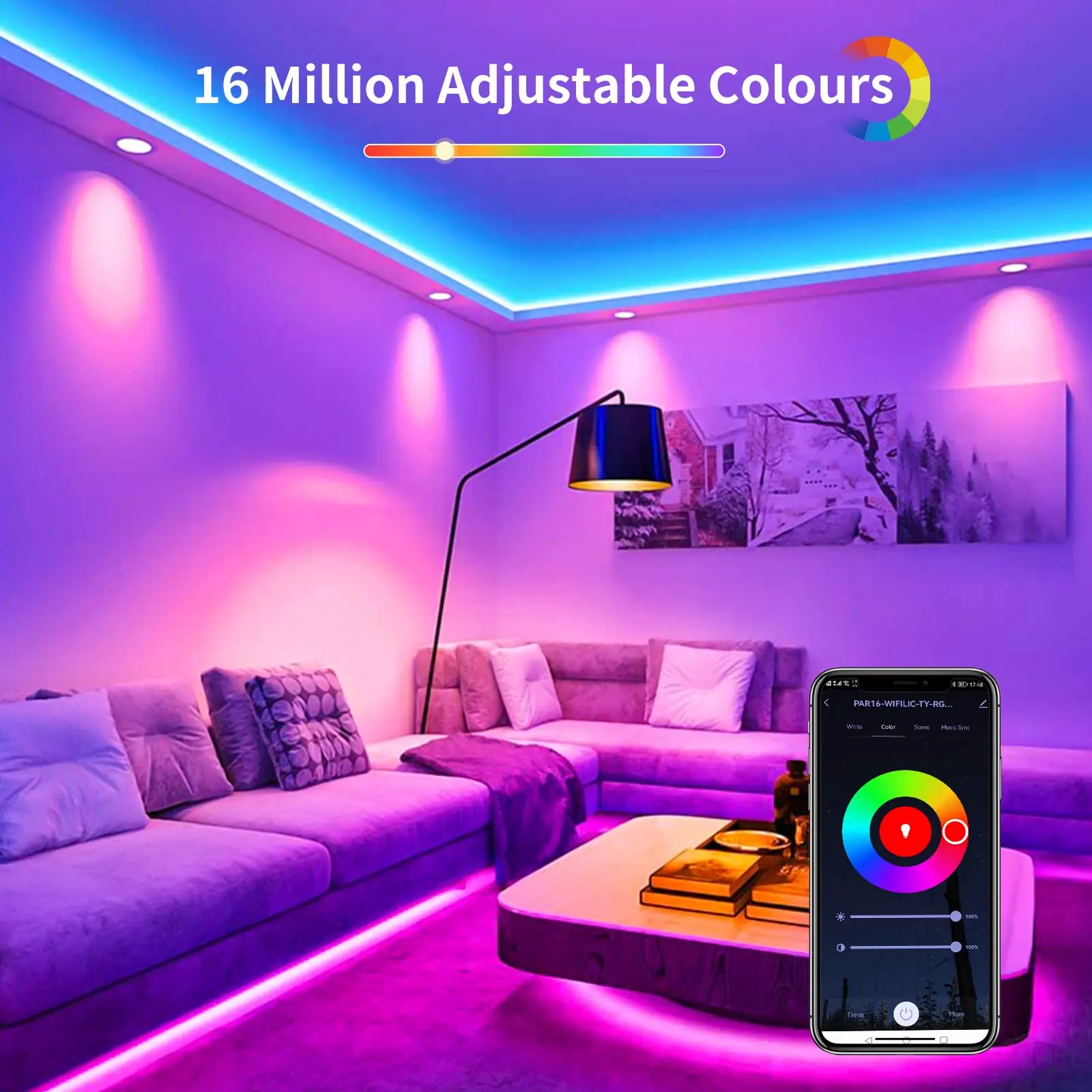 GU10 Smart Spot Light Bulb Works with Apple HomeKit Siri,Alexa,Google Home,SmartThings, 5W WiFi RGB+CW LED Track Light Bulbs