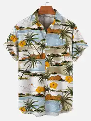 Summer Men's Flower Hawaiian Shirts Casual Vacation Short Sleeved Shirts Collar Button Up Shirt Fashion Steetwear For Mens
