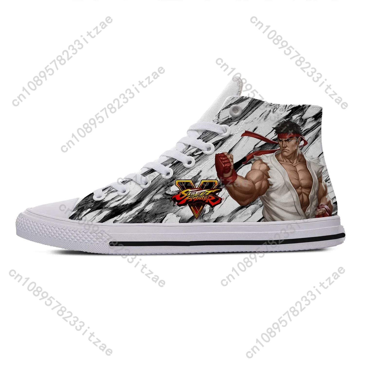 Game Street Fighters Graphic High Top Sneakers High Quality Mens Womens Teenager Canvas Sneaker Casual Couple Shoes Custom Shoe