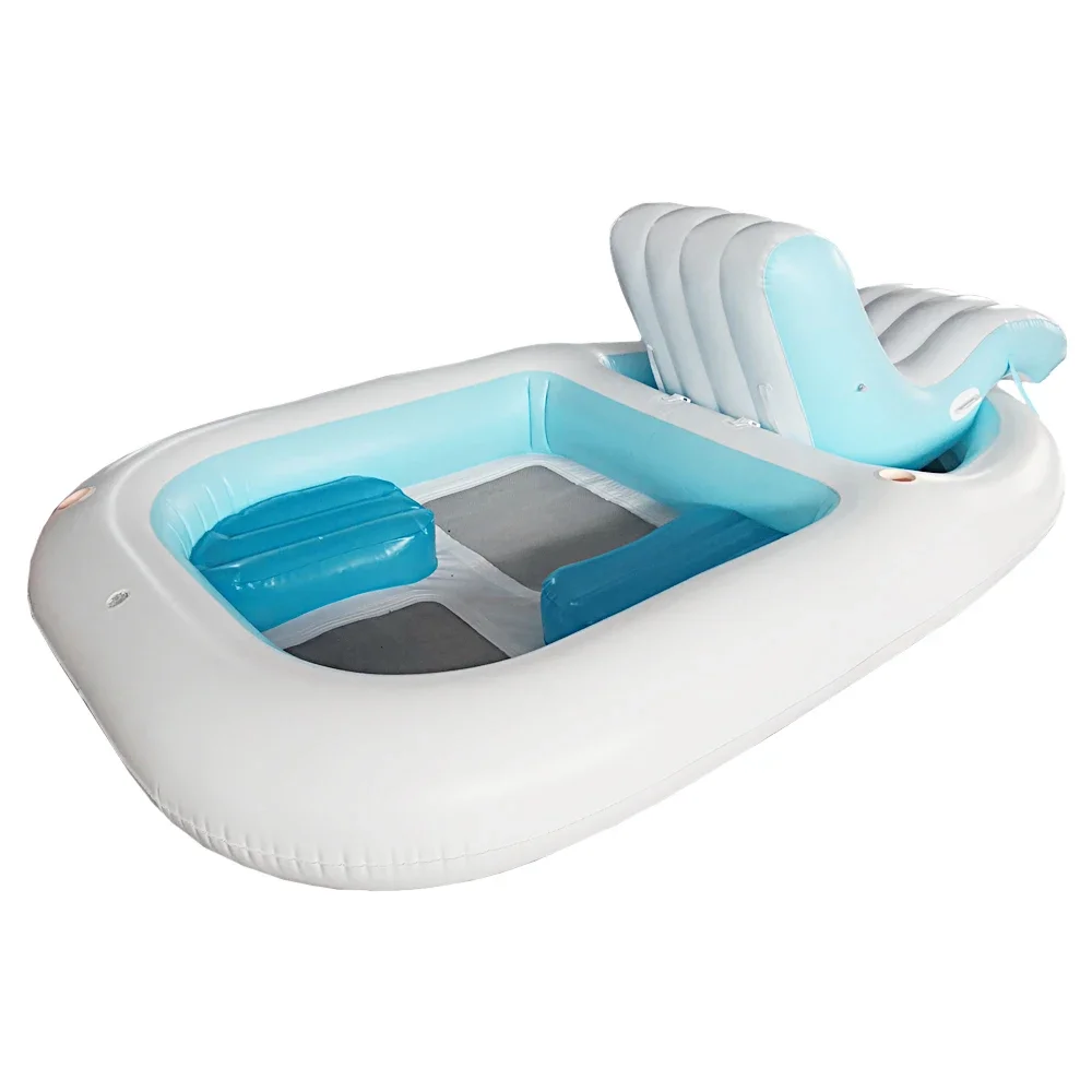 Custom Huge 3 person Inflatable Bay Breeze Boat Island for Water Party floating dock kayak inflatable pool float boat