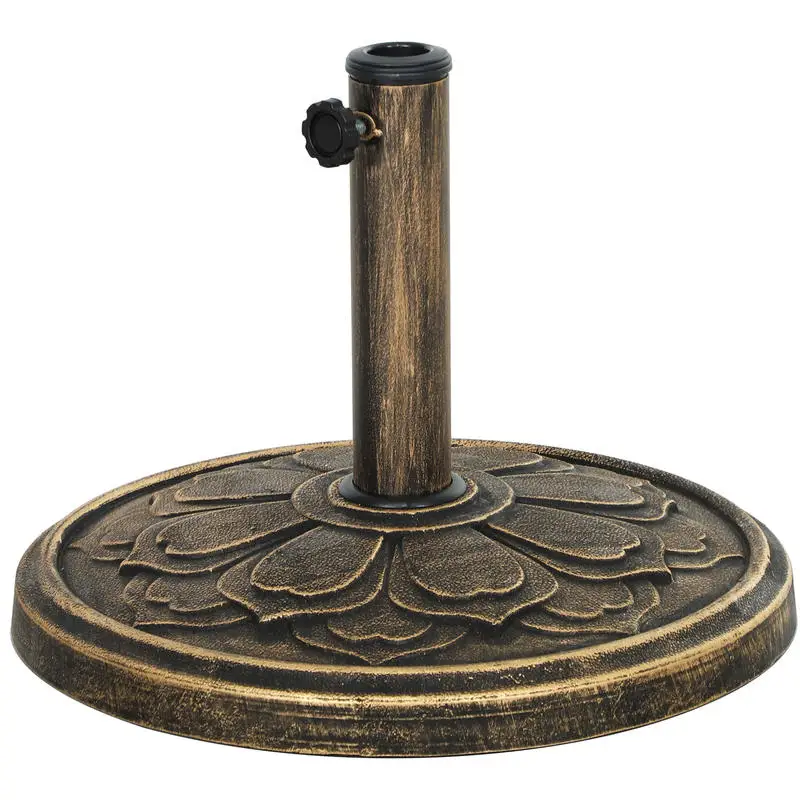 

Outsunny Round Patio Umbrella Base, 26 lbs Resin Outdoor Umbrella Stand Base, Patio Umbrella Stand for 1.3"/1.5"/1.9" Umbrella Poles for Outdoor, Lawn, Poolside, Bronze