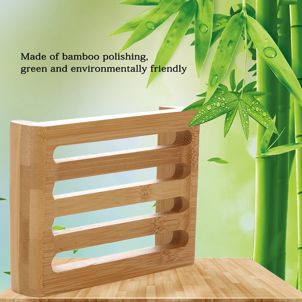 Creative Biodegradable Bamboo Soap Dish Holder Rack Tray Plate Portable Simple Natural Wood Soap Box For Home Bathroom Hotel