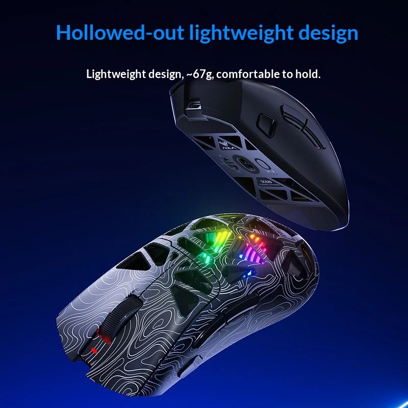 Aulas Sc620 Lightweight Transparent Hollow Wireless Mouse, Bluetooth 5.0 Tri-Mode RGB Gaming Mice For Gamers & Daily Office Use