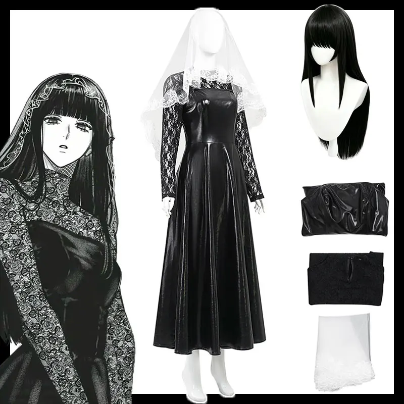 Anime Sakamoto Days Ms. Osaragi Cosplay Costume Wig Dress Veil Coat Outfit Women Assassin Shishiba Halloween Carnival Full Set