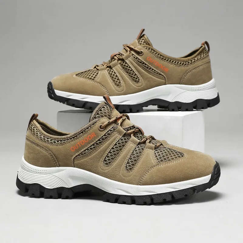 Large Size 39-48 Men Soft Casual Shoes Summer Breathable Outdoor Mesh Sneakers Male Light Black Footwear Flat Fashion Travel