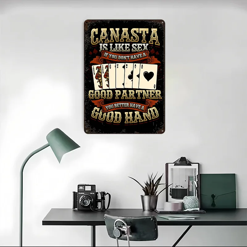 Canasta Card Game Funny Canasta Quote Poster Customized Vintage Metal Signs Wall Art Retro Tin Plaque for Home Decor Items House view 4