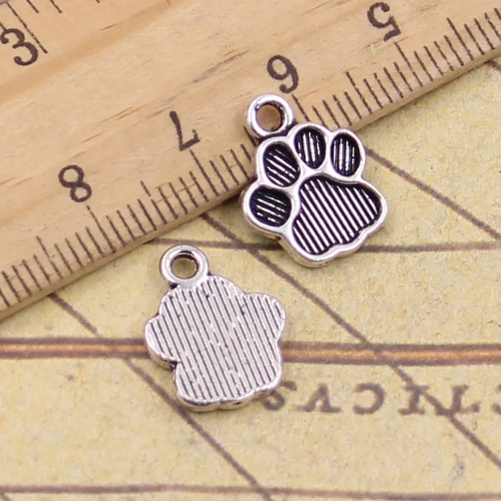 

100 Pcs Retro Silver Puppy Footprint Pendant Ornaments DIY Charms Alloy for Pet
