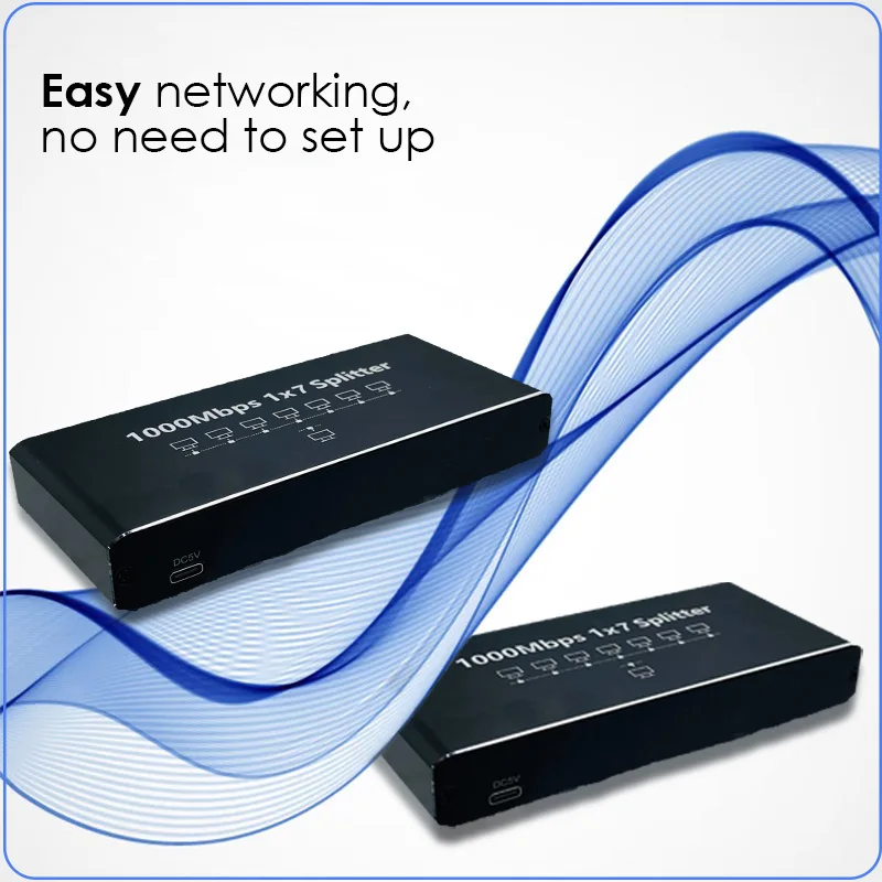 Adattatore splitter Gigabit Ethernet 1x7 1000M RJ45 LAN 1 ingresso 7 uscite 1000Mbps Dock connettore per computer/router/set-top box/smart TV