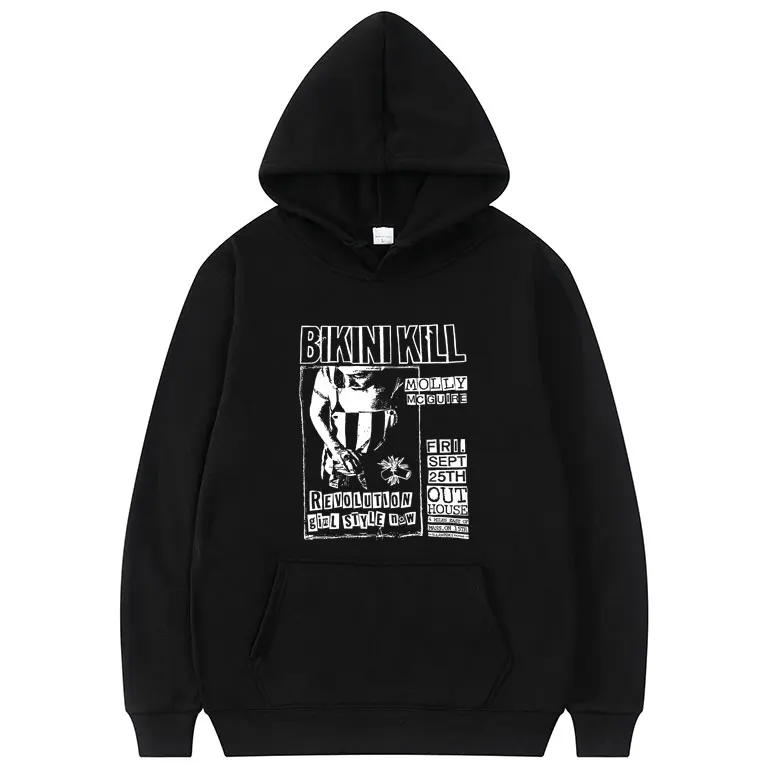 

Vintage Bikini Kill Revolution Girl Print Hoodie Riot Grrrl Kathleen Hanna Sweatshirt Men Women's Rock Punk Oversized Hoodies