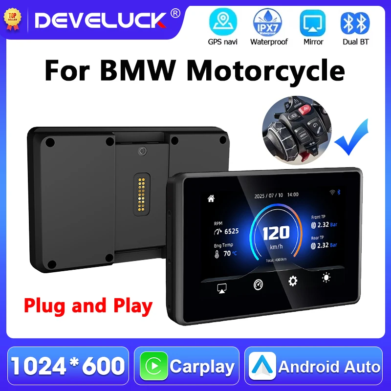 

For BMW R1200GS R1250GS F800 F900 S1000XR Motorcycle GPS Navigation Wireless CarPlay Android Auto Moto Monitor IPX7 Waterproof