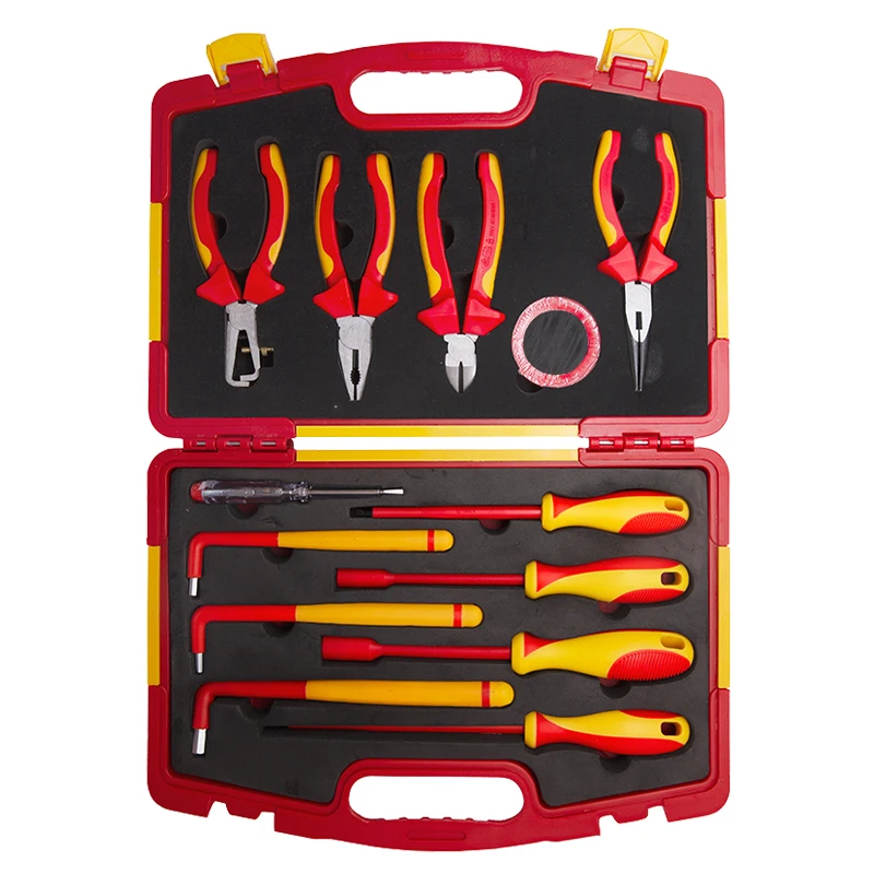 WEDO VDE 1000V Insulated Tools Set 13Pcs with Pliers Screwdrivers Hexagon Wrench Voltage Tester IEC 60900