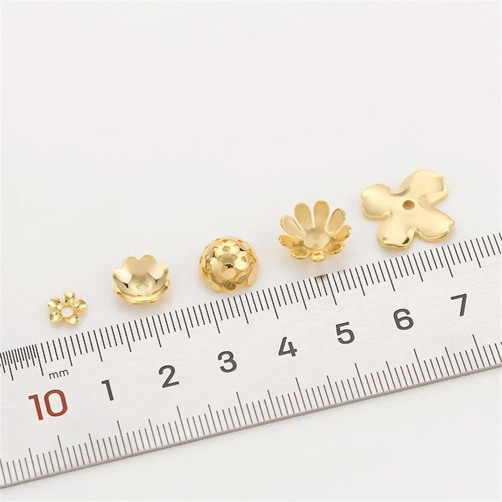 

14K Gold Wrapped Large Flower Holder with Five Petal Flowers Semi-circular Pearl Holder DIY Handmade Bracelet Accessory Partitio