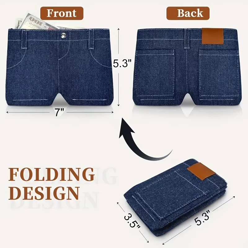Mini Great Jeans Wallet Vintage Style Women's Men ID Credit Card Holder Case Model Coin Purse Multi-functional Jeans Wallet Gift