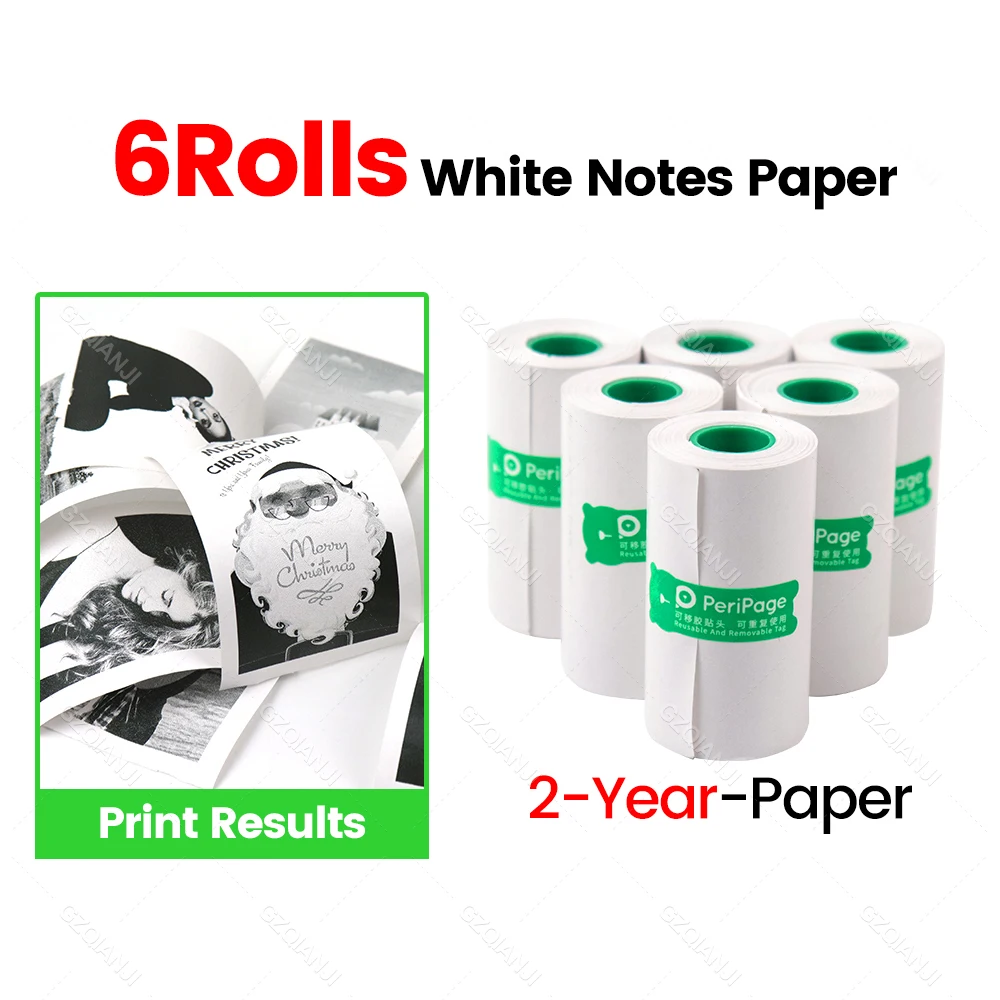 Witte kleur stickerlabel thermische papierrollen voor fotoprinter en kleur Witte ontvangstbriefprinter Papierrol voor Peripage A6