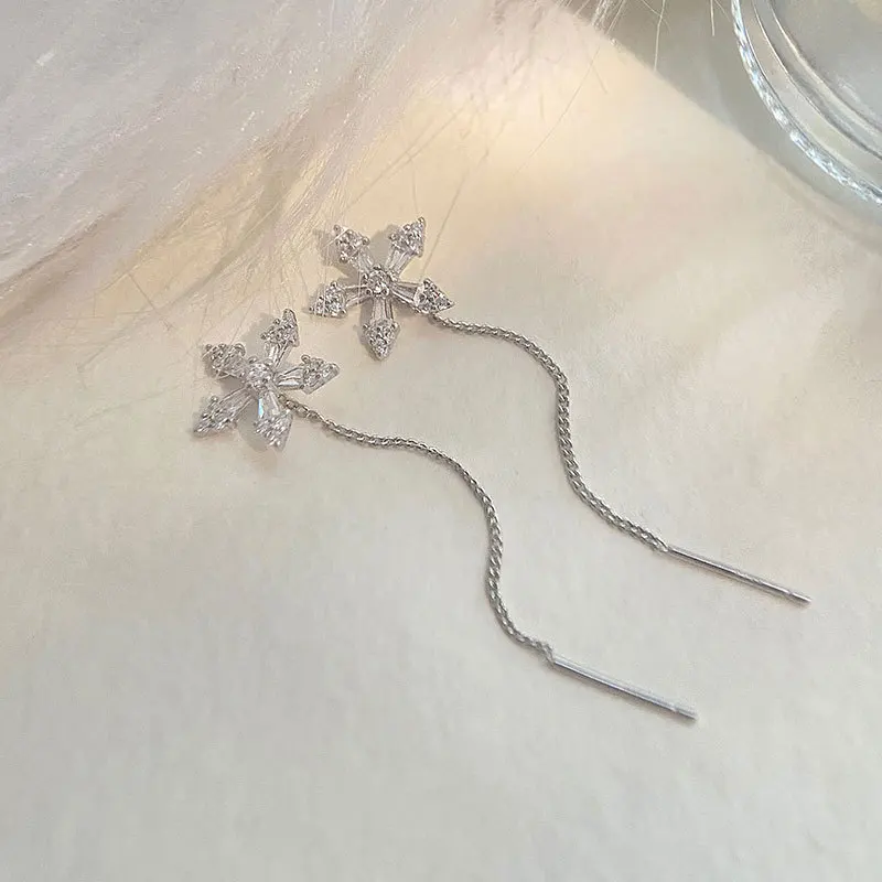 Cross-border Jewelry Diamond Flower Ear Wire Women's Earrings Fashion European and American Zircon Ear Wire Earrings Douyin P...