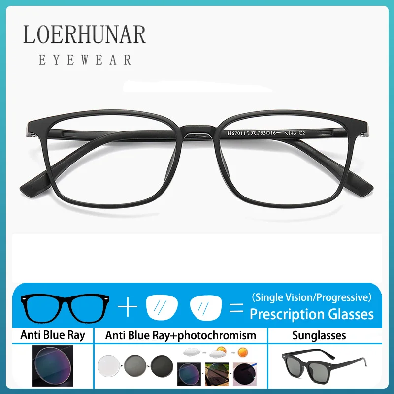 

Fashion Custom Optics Myopia Eyeglass New TR90 Vintage Square Frame Anti Blue Light Photochromic Prescription Hyperopia Glasses