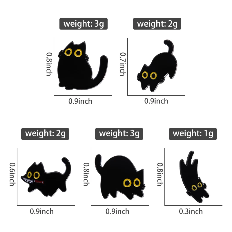 Black Cat Cinderella Cute Brooch Animal Big Eyes Cat Metal Badge Bag Metal Geometric Baked Paint Accessories image 6