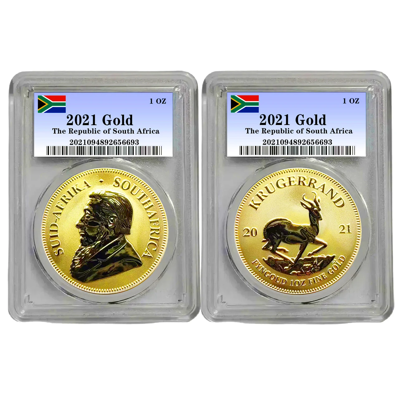 Krugerrand de Sudáfrica 2021, monedas de oro y plata de 1 Oz, colección de medallas criptográficas selladas de alta calidad, monedas de desafío