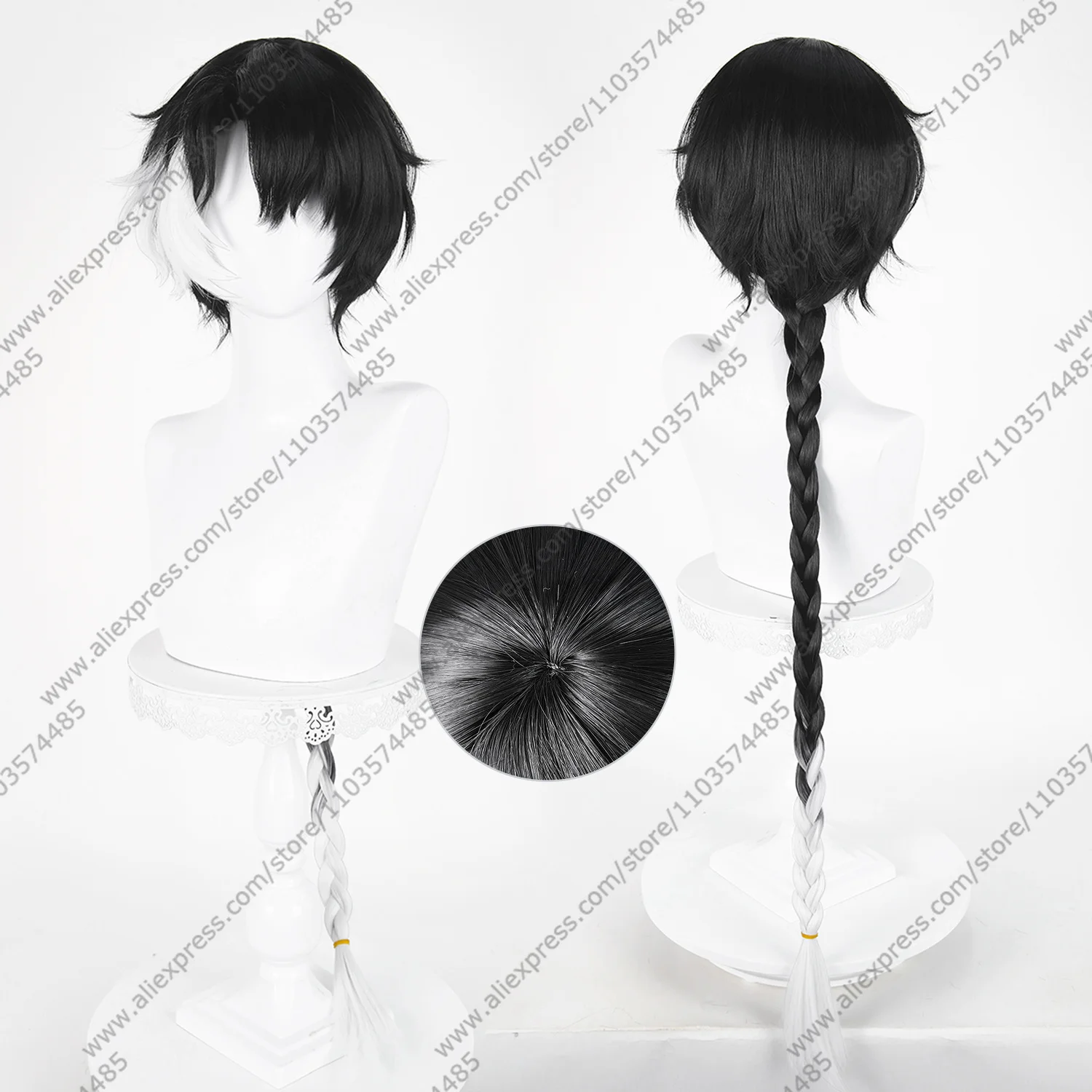 Anime WuWa Jingran Cosplay Wigs 98cm Long Black Green White Dyed Wig Heat Resistant Synthetic Hair view 5