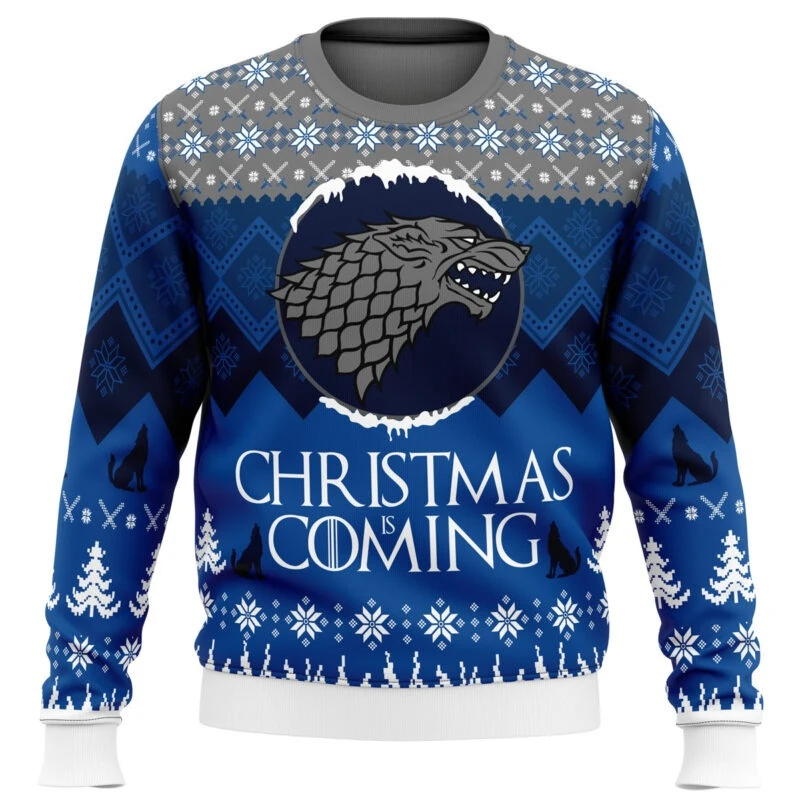 Game of Thrones House Stark Ugly Christmas Men Women Pullover Crew Neck Sweatshirt Loose Casual Unisex Pullovers  Autumn Winter