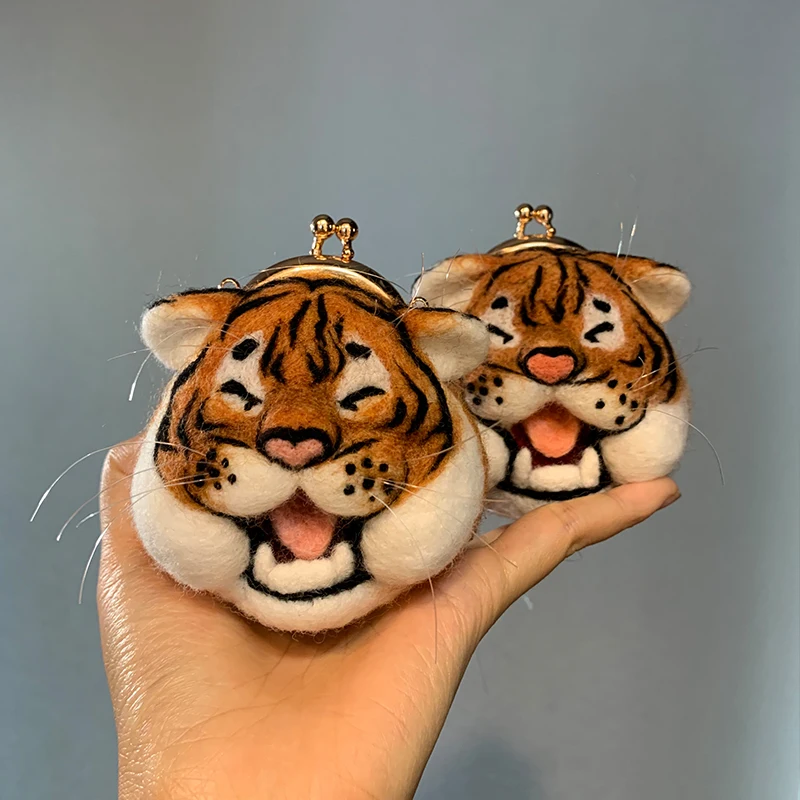 Read Stock YOMICO Tiger Coin Purse DIY Custom Handmade Wool Needle Felting Toy Doll Material Kit Accessory Decoration Gift