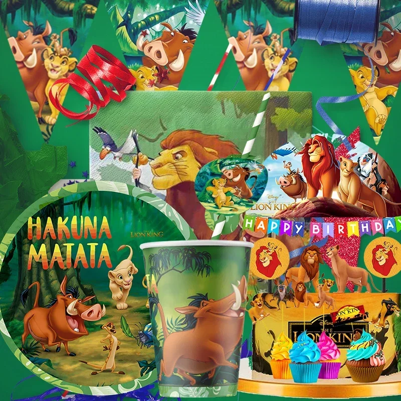 CartoonDisney The Lion King Theme Party Supplies Tableware Cup Plate Topper Kid Baby Girls Birthday Party Decoration Baby Shower