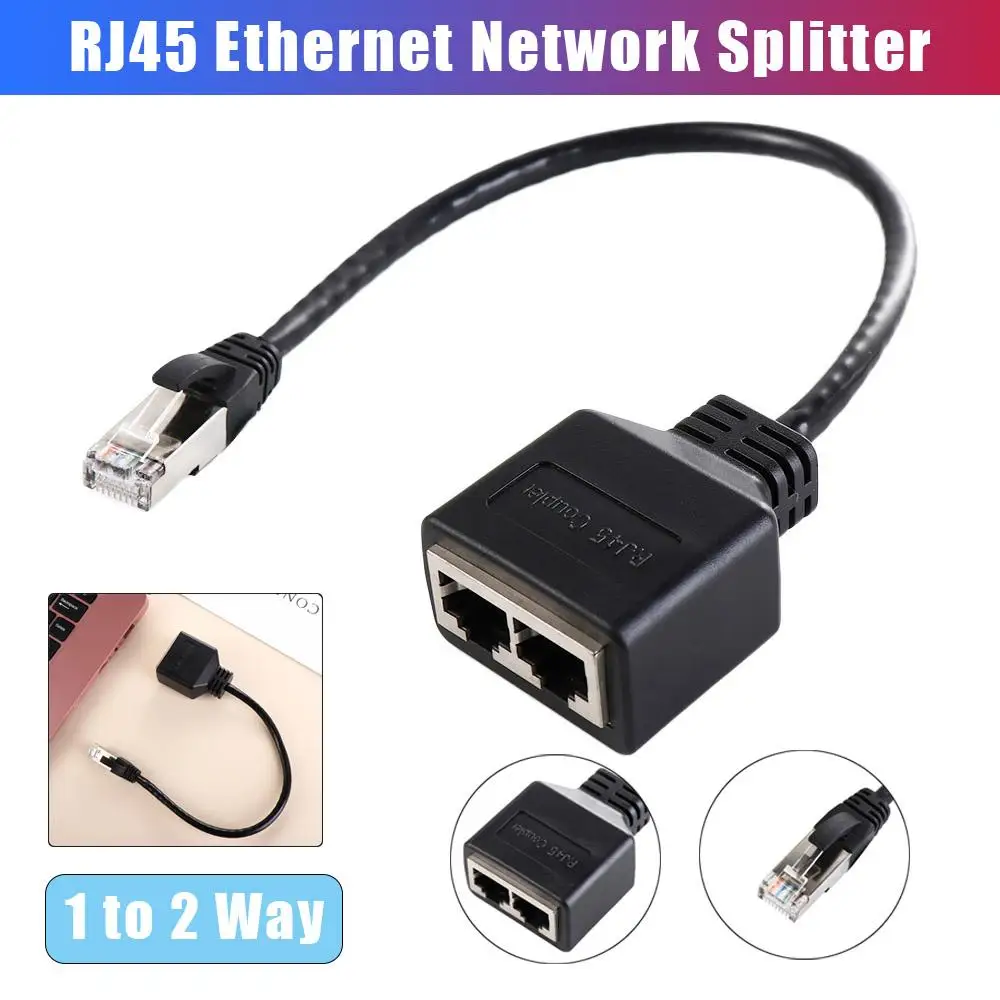 

Socket Splitter Cable Network Connector RJ45 Ethernet Gigabit Ethernet Splitter RJ45 1 Male to 2 Female Lan Network Extension