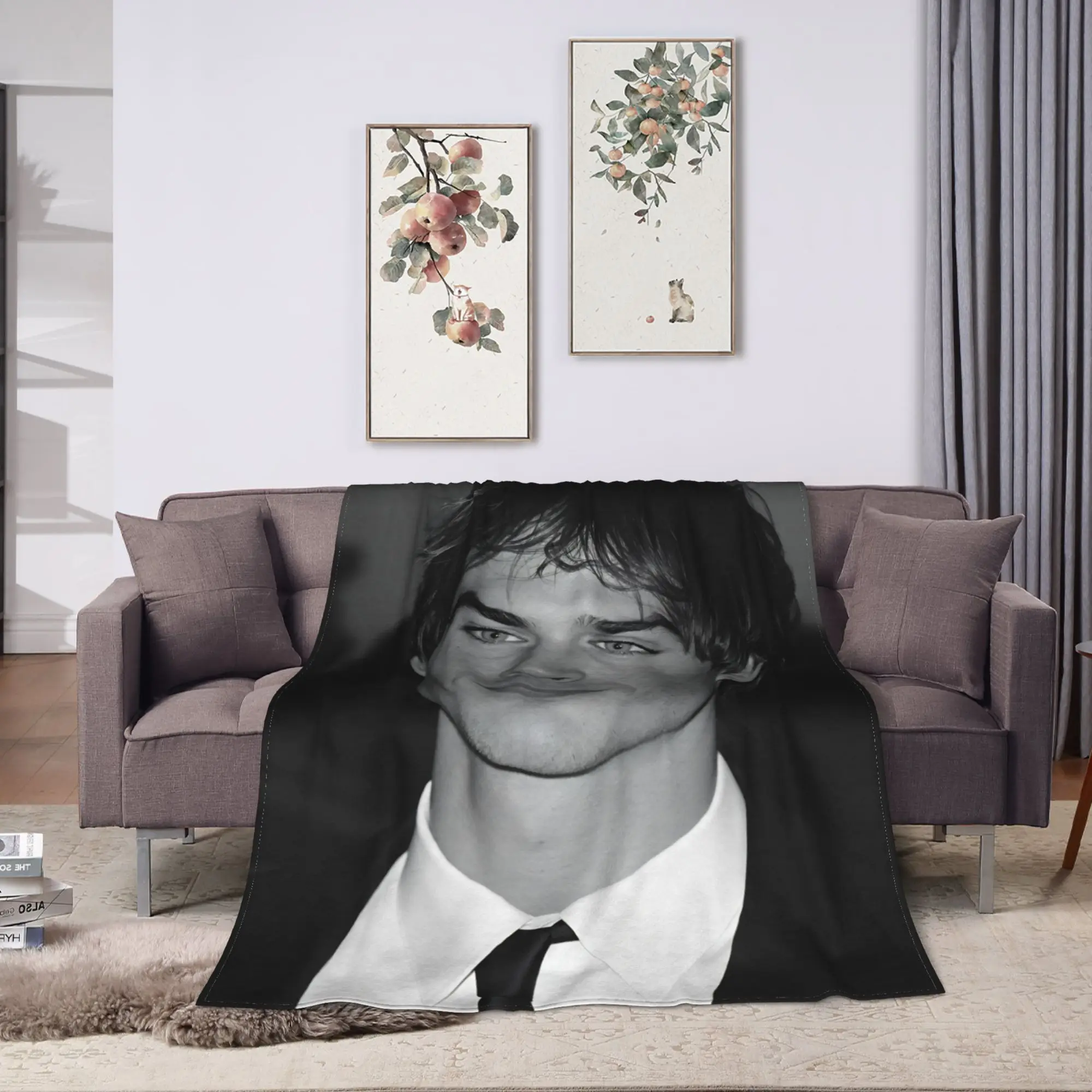 Damon Salvatore Blankets  Camping Flannel Throw Blanket For Outdoor Warm Soft Custom Quality Bedspread Gift